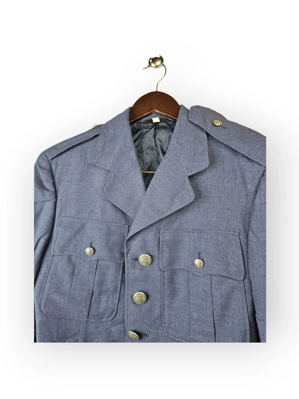 Vintage US Air Force USAF Officer Service Dress Blue Uniform Coat Jacket 37R